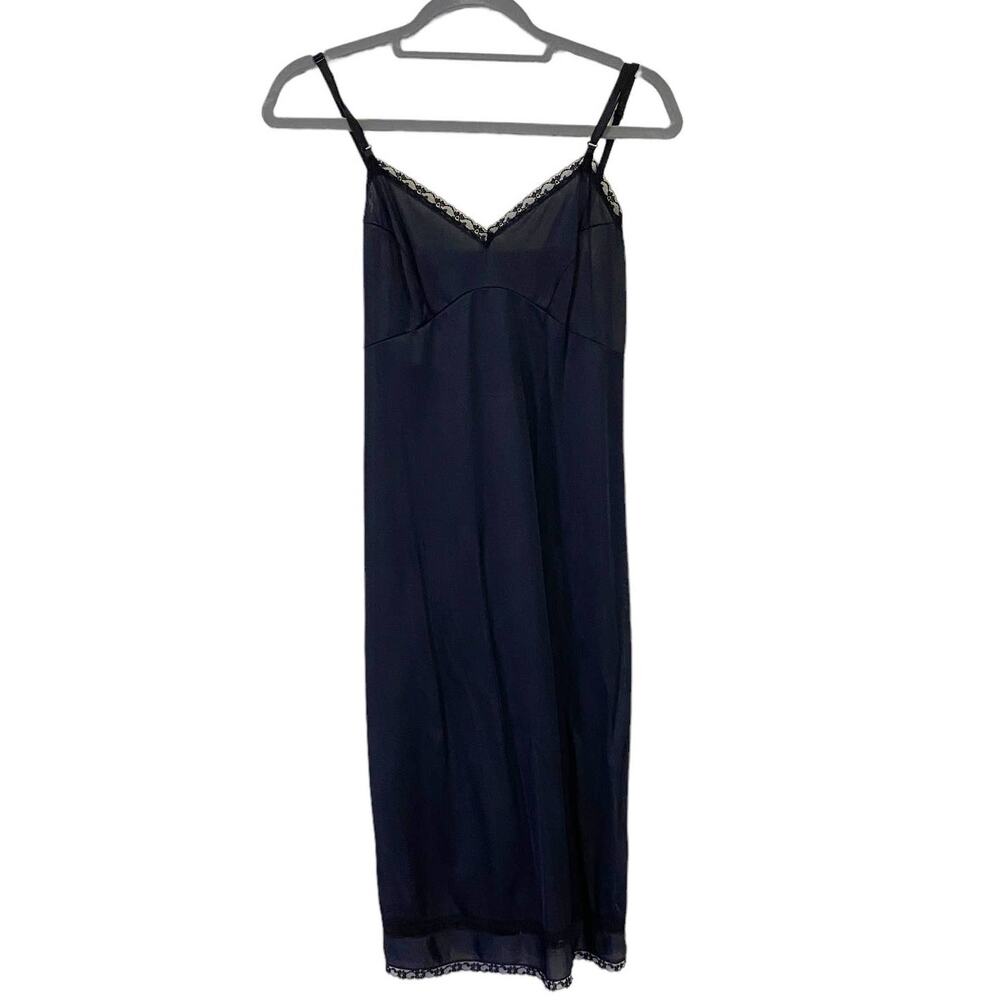 Vintage JC Penney Womens Size 12 Black Lace Trim Slip Dress